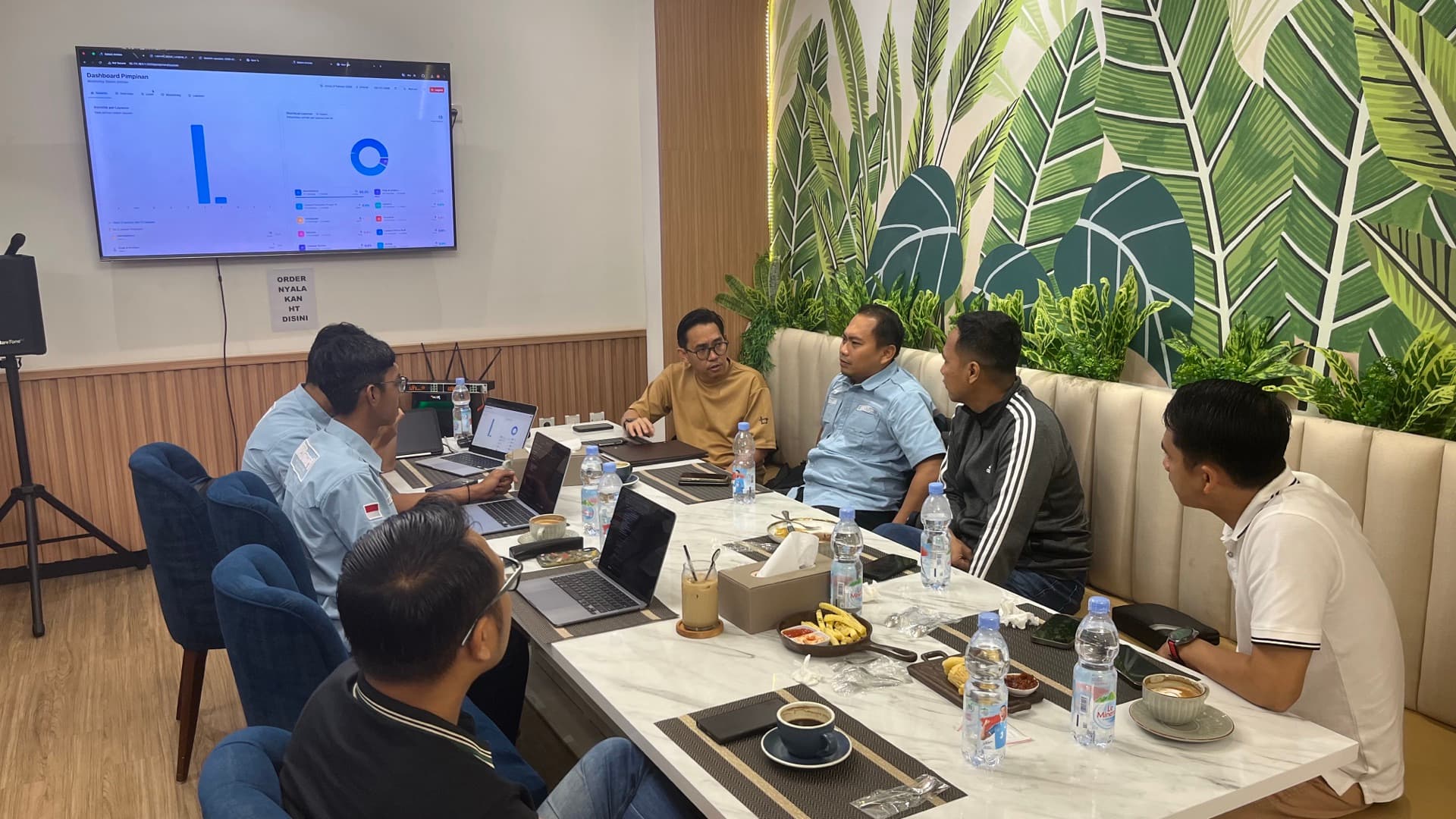 Team having a break in the lunch room